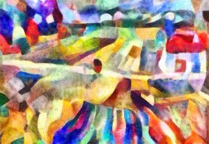 2017年，红色屋顶的房子（混合媒体）